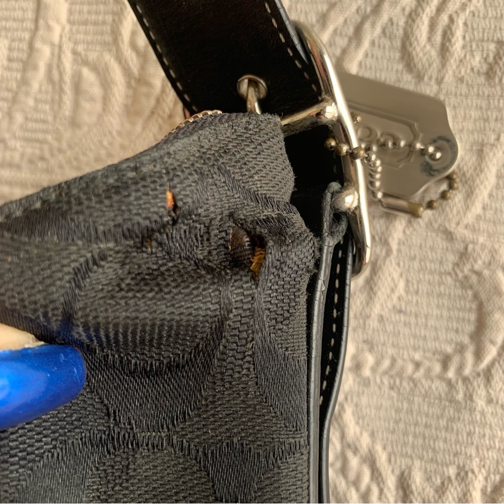 Coach Black Classic Monogram Signature Canvas Leather Trim Vintage Crossbody Bag - Picture 11 of 14